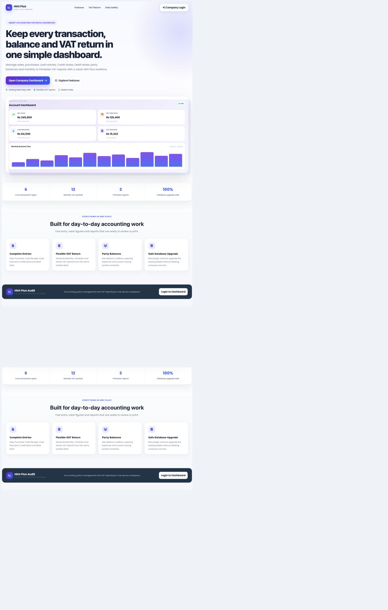 Actual Hint Plus Audit and Accounting frontend preview